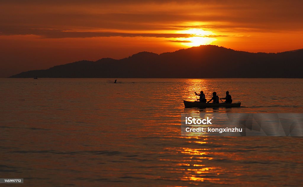 Pôr do sol em Jericho beach, Vancouver - Foto de stock de Andar de Chalana royalty-free