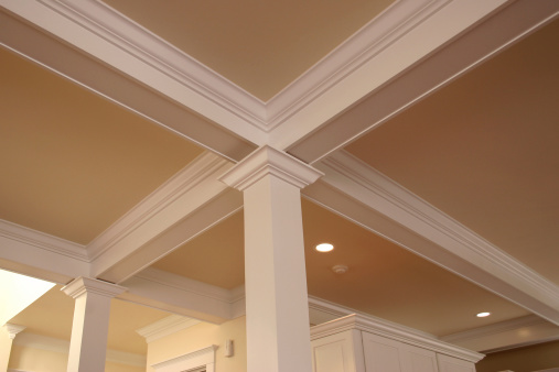 detail of intricate crown molding in expensive home