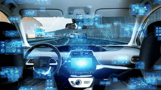 Cockpit of futuristic car concept. Autonomous car. Self driving vehicle. Autopilot. Cockpit of futuristic car concept. Autonomous car. Self driving vehicle. Autopilot. autonomous driving stock pictures, royalty-free photos & images