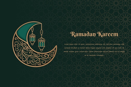 Ramadan kareem background with ornamental crescent moon design