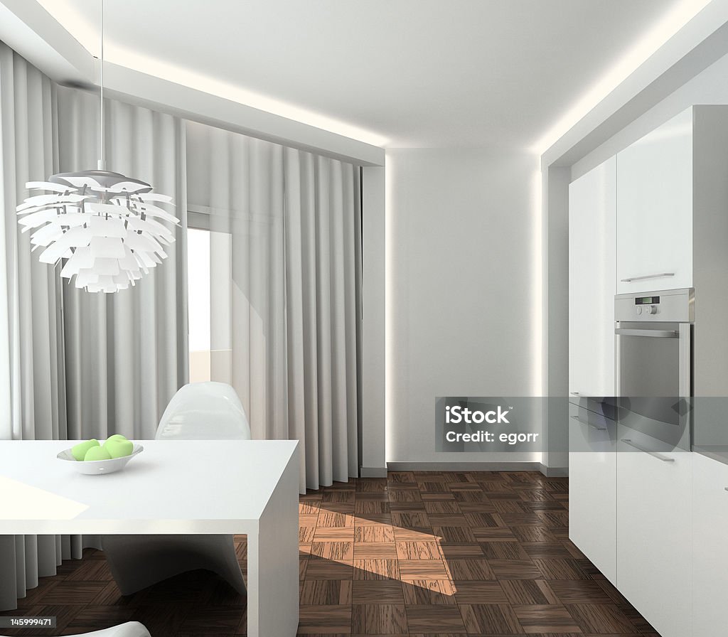 3 D render modernes Interieur der Küche - Lizenzfrei Modern Stock-Foto