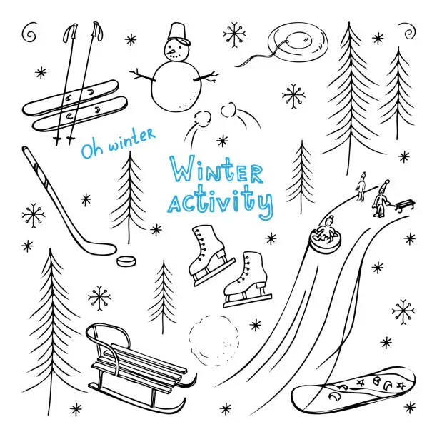 Vector illustration of Winter activities