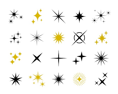 Vector illustration sparkle and star icon set.