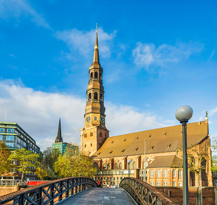the Hauptkirche St Katharinen tower and Jungfern Bridge in  Hamburg, Germany.tif