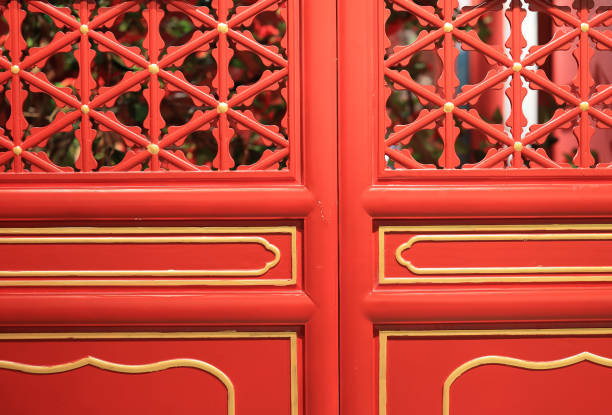 Detail of Door in Forbidden City, Beijing, China stock photo