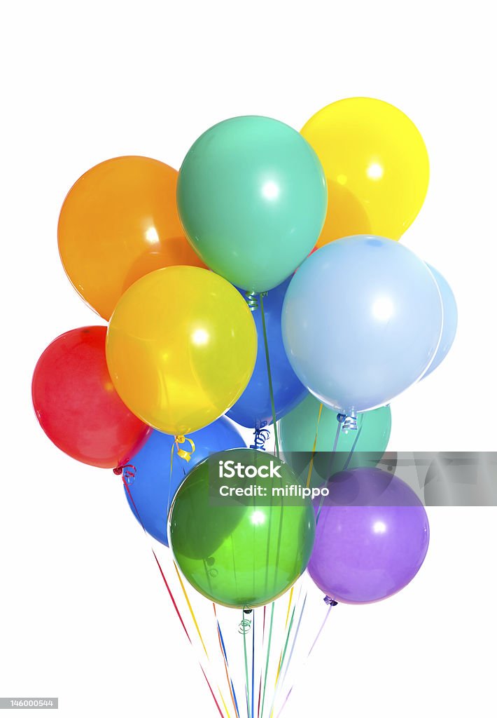 Ballons de fête sur blanc - Photo de Ballon de baudruche libre de droits