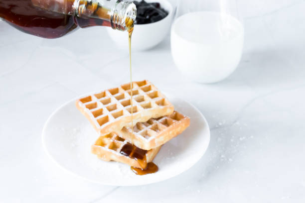 istock Belgian waffles for breakfast, healthy breakfast, 1460005933