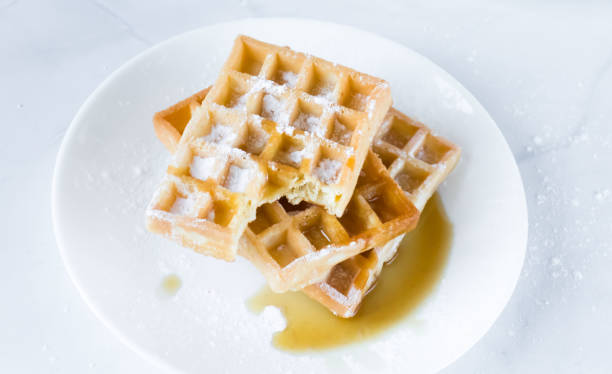 istock Belgian waffles for breakfast, healthy breakfast, 1460005953