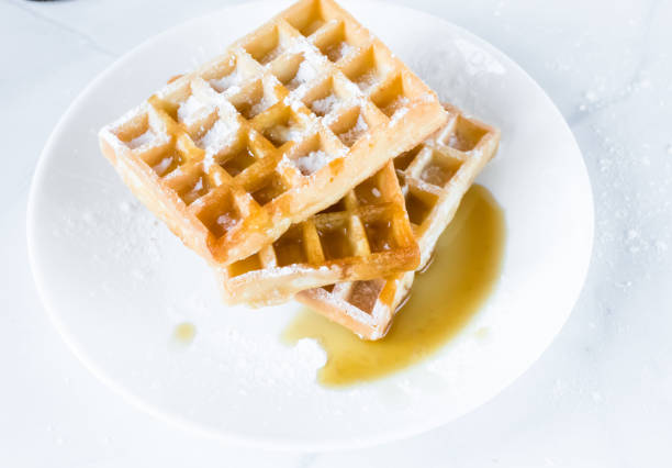 istock Belgian waffles for breakfast, healthy breakfast, 1460005956