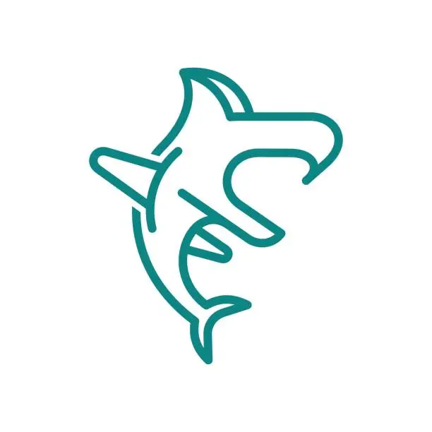 Vector illustration of Shark Line Modern Logo Design