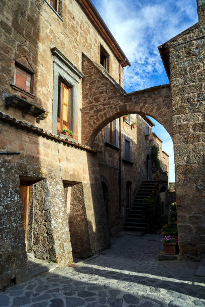 istock Cobbled street with stone buildings in Bagnoregio 1460012014