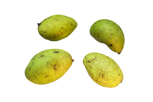 Natural organic thai mangos on white background