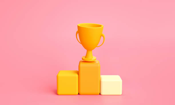 istock Golden trophy. first and second and third concept on the podium 1460019030