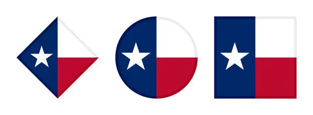 Vector illustration of texas flag icon set. isolated on white background