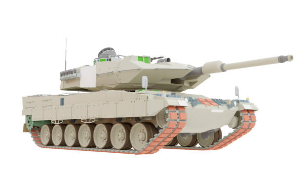 istock Army tank, leopard 2a4, main tank, for armored infantry and cavalry units with white background. 3d rendering. 1460021203