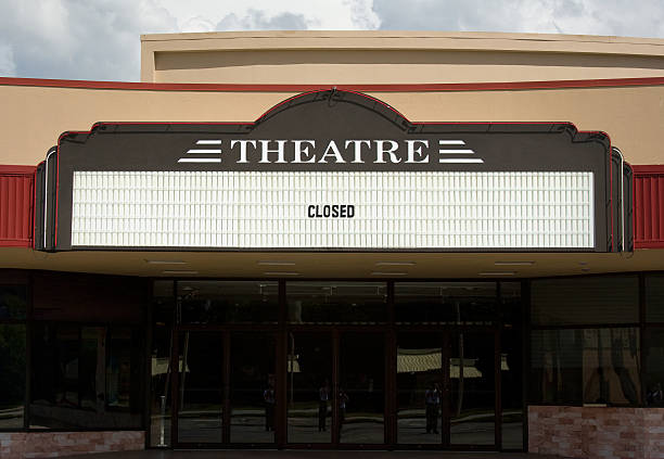 A closed old fashioned theater A closed movie theater, sign has been altered to negate the need for property release. theatre building stock pictures, royalty-free photos & images