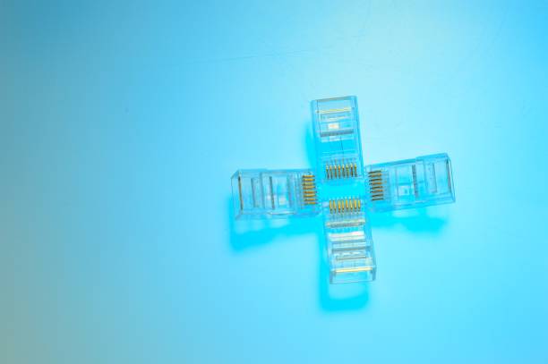 WIFI Router with network cable plugged in - on white Background