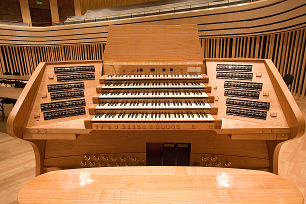 organ keyboard on the modern auditorium inside