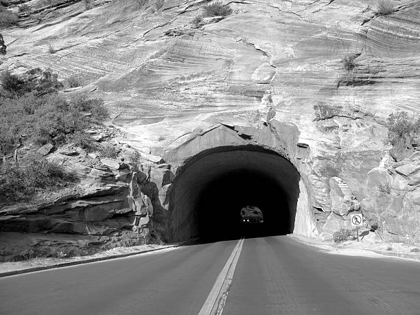 istock Mountain tunnel in Black and White 146002366