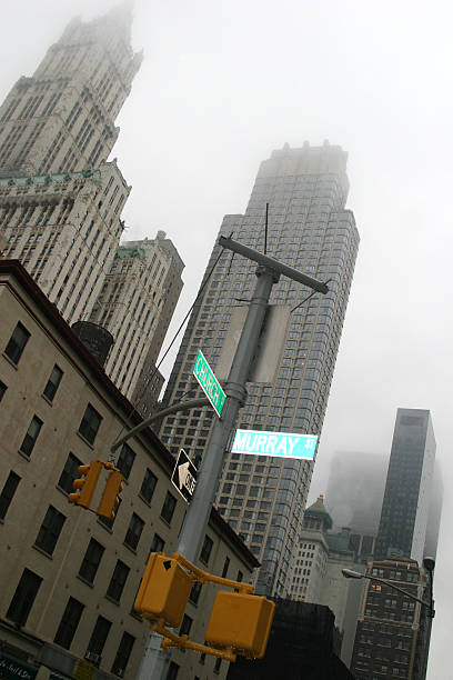 Manhattan in Rain and Mist stock photo
