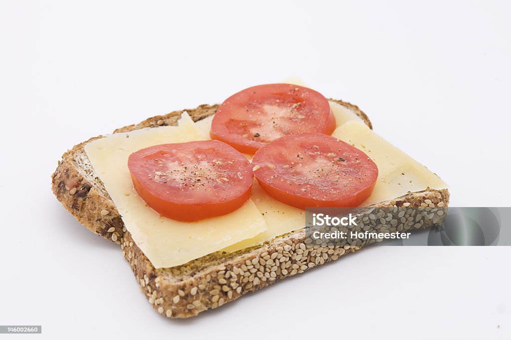 호밀빵, 치즈, 토마토 - 로열티 프리 슬라이스 스톡 사진