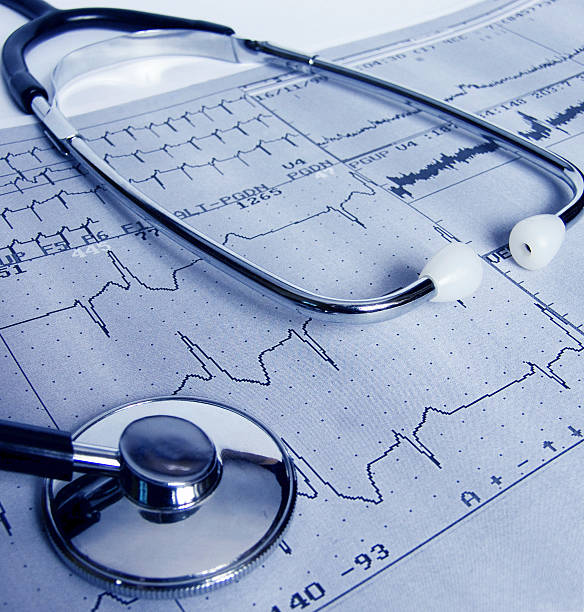 istock Close-up of a stethoscope over a medical chart 146002737