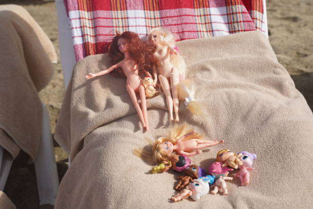 Children's beach toys on a sunny day