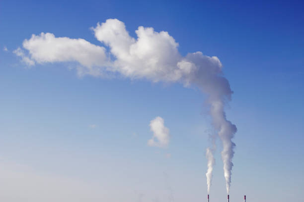 istock smoke from a chimney with blue sky 1460031625