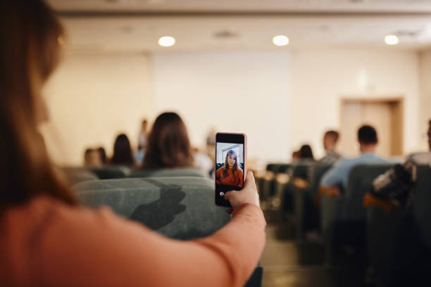 istock Selfie during a class in amphitheater! 1460031656