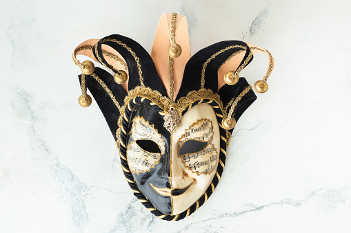 Venetian mask on white with soft shadow