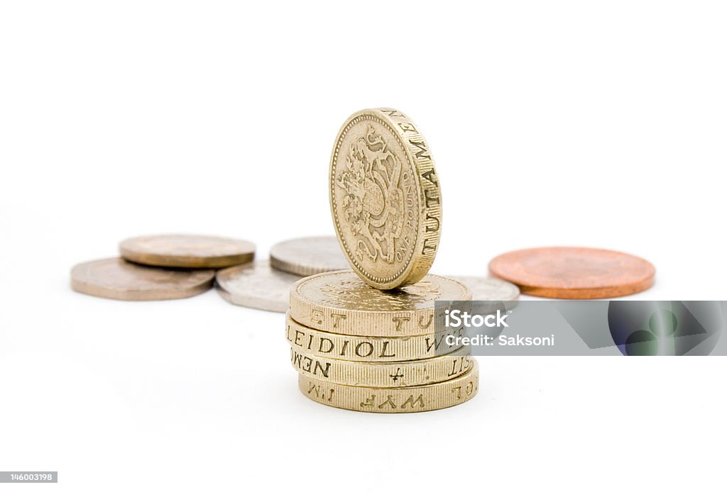 Moedas britânica - Foto de stock de Moeda de Um Pound royalty-free