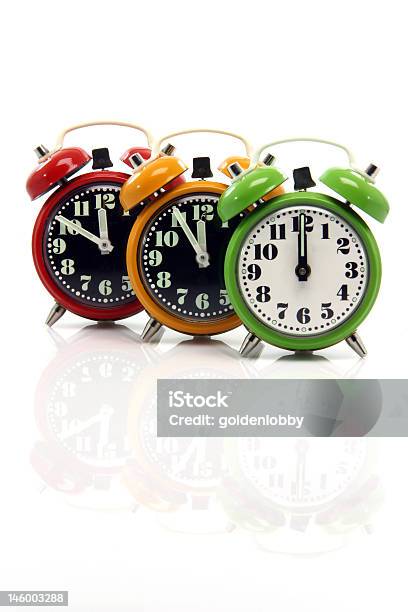 Alarm Clocks Vertical Stock Photo - Download Image Now - 12 O'Clock, Alarm Clock, Beat The Clock