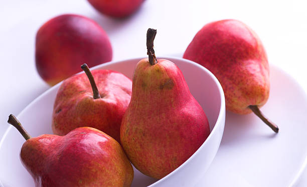 Pears, Peaches & Plates stock photo