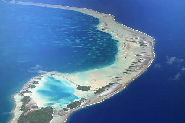 Magnificent view on Pacific Atoll Rangiroa. Aerial view. French Polynesia