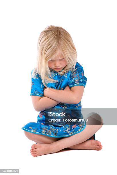 Stubborn Little Girl With Arms Crossed Stock Photo - Download Image Now - Child, Sulking, White Background