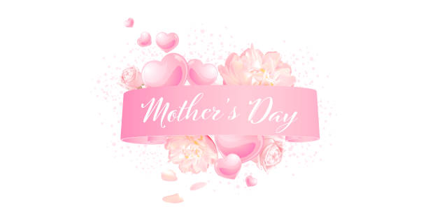 istock Mother's day banner with pink hearts - celebration design 1460041220