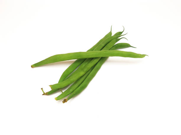 istock Creative image of several raw green beans vegetable isolated on white background 1460045871