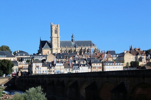A view of Nevers in France in the summer sun