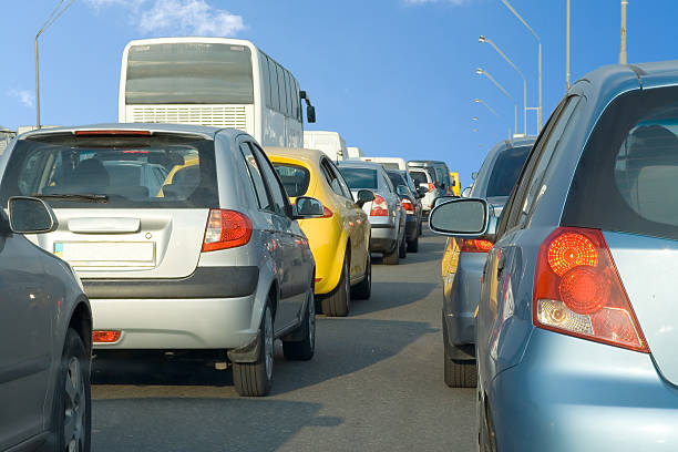 istock Car line stuck traffic jam 146004907