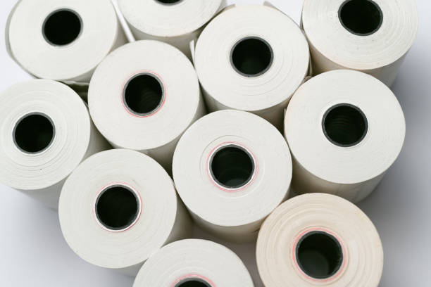 istock Rolls of white labels isolated. 1460051003