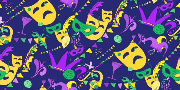 Vector illustration of Ornament symbols Carnival vector seamless pattern