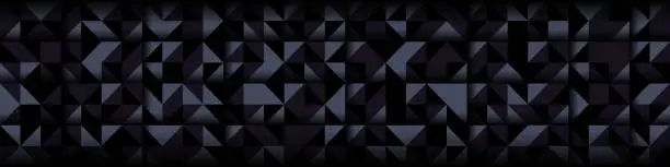 Vector illustration of Dark black background from triangles pattern. Modern dark abstract vector texture.