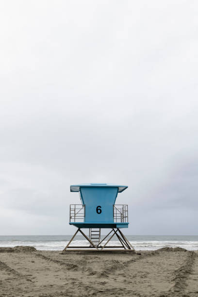 Blue lifeguard tower, Oceanside, California