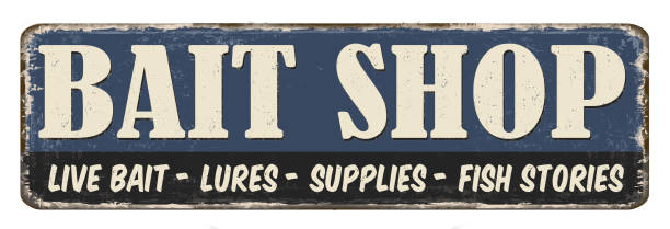 istock Bait shop vintage rusty metal sign 1460057564