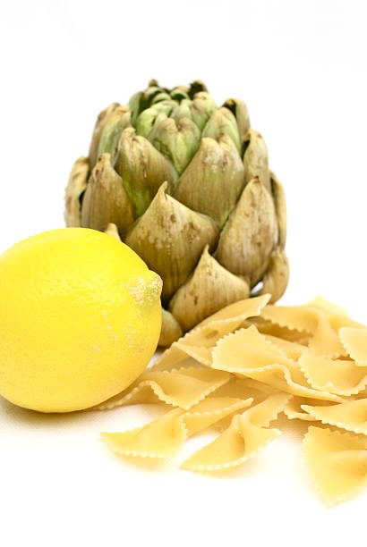 Artichoke, Lemon, and Pasta stock photo