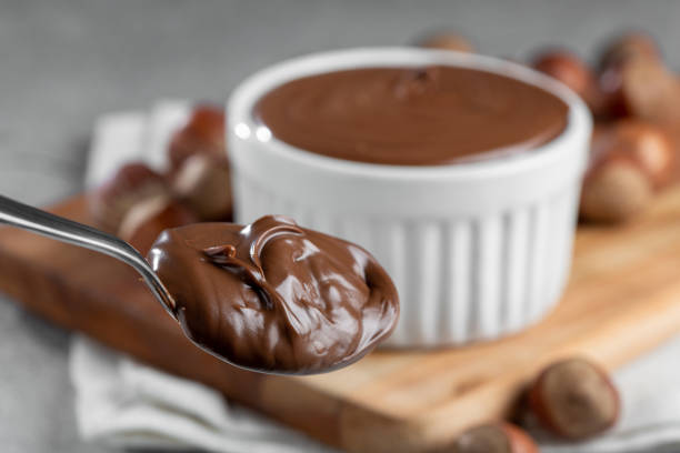 istock Hazelnut cream or nougat cream with cocoa. 1460060599