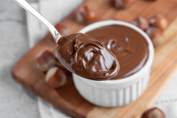 istock Hazelnut cream or nougat cream with cocoa. 1460060601