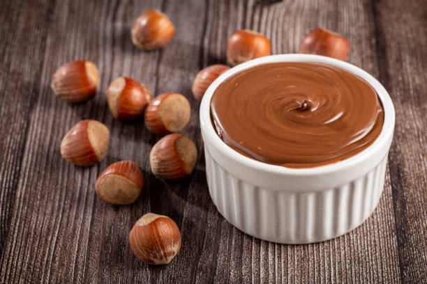istock Hazelnut cream or nougat cream with cocoa. 1460060602