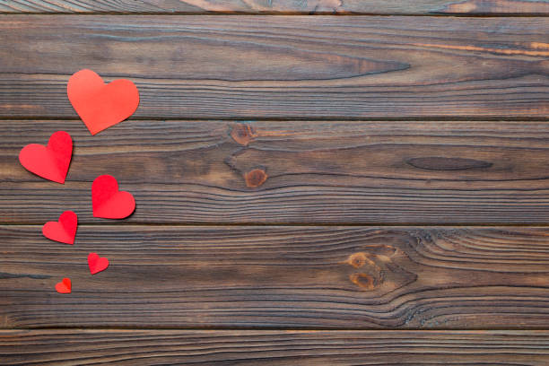 istock Valentine day background with red hearts, top view with copy space 1460063813