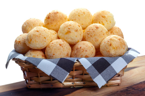 Cheese bread basket, Brazilian snack, cheese bread Cheese bread basket, Brazilian snack, pão de queijo appetizer plate stock pictures, royalty-free photos & images